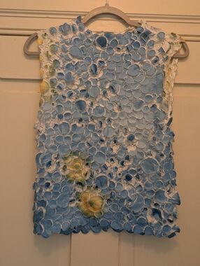 She's All That Blue Mosaic  Top w/ Unique Bubble Fabric- One Size Fits Most